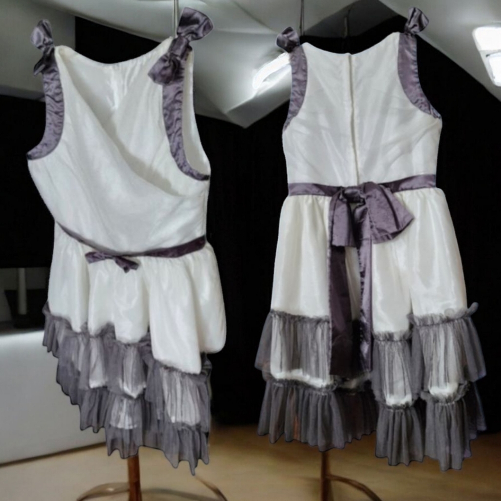 NWOT Chasing Fireflies (12 Girls) Black/White/Gray Satin/Tulle Party Dress